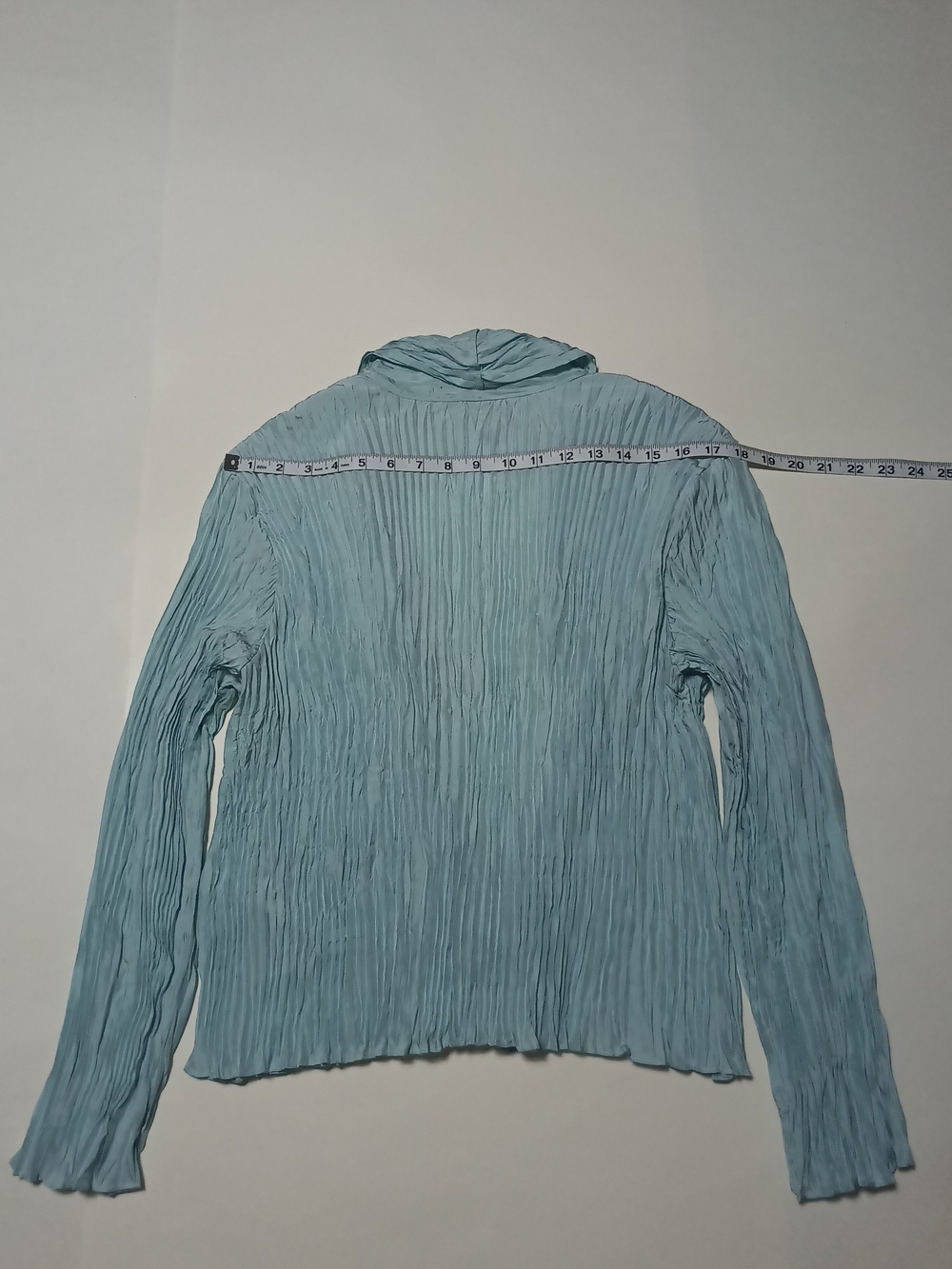 Eileen Fisher Crushed Pool Blue Silk Stand Collar Open-Front Cardigan/Jacket XL - Picture 7 of 11